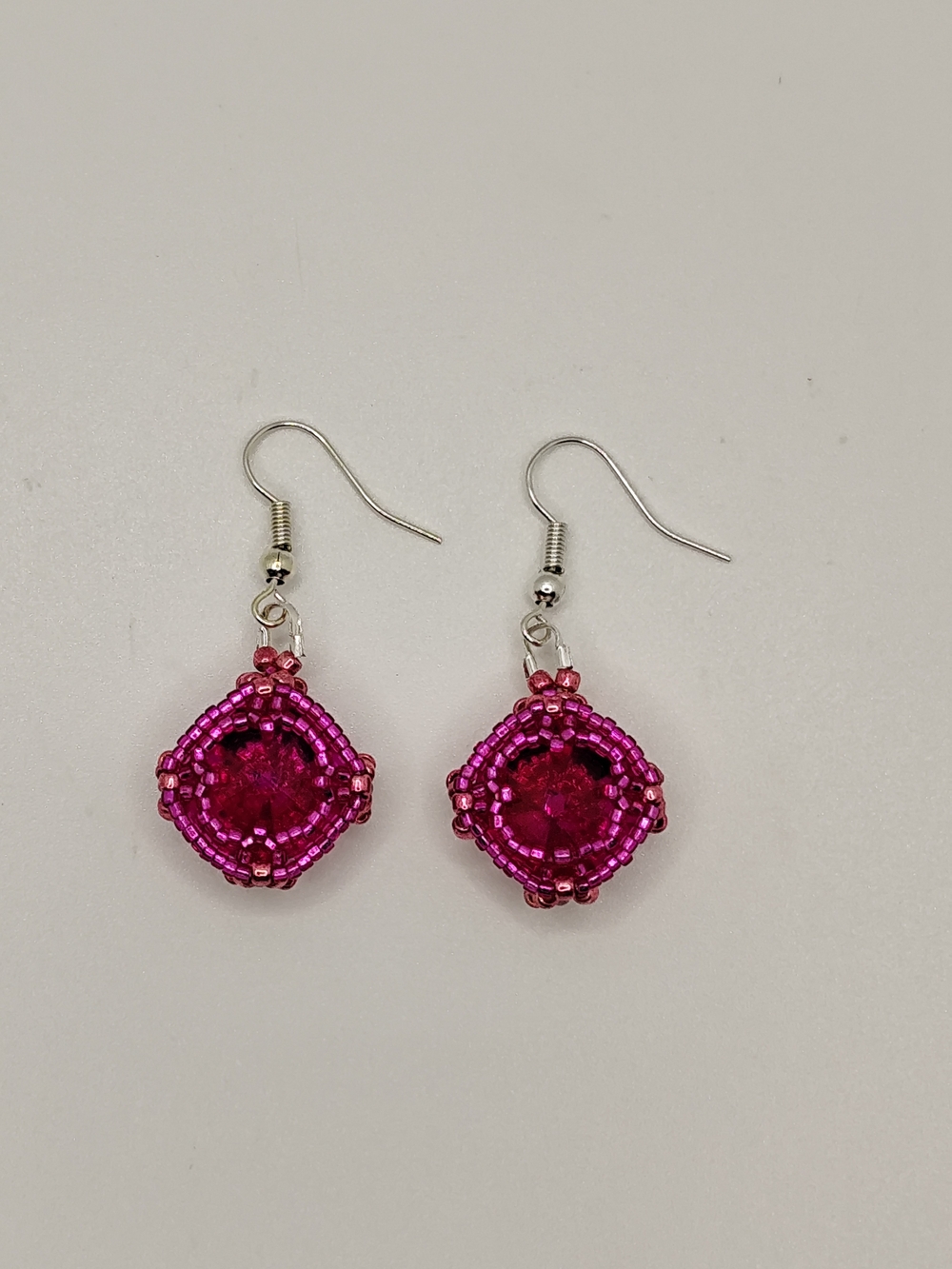 Fuchsia Crystal Beaded Drop Earrings - Women's Jewelry